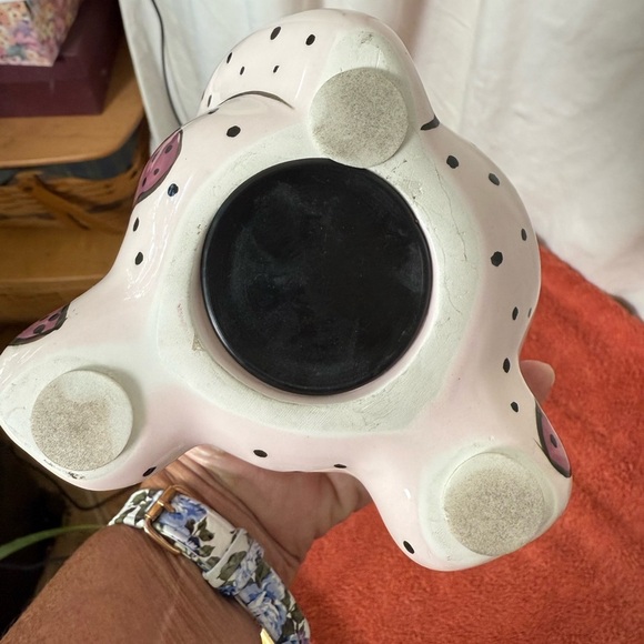 Bella Casa by Ganz 'MEOWBERRY' Kitty Cat Piggy Bank EUC Pink & purple Strawberry - Picture 6 of 7